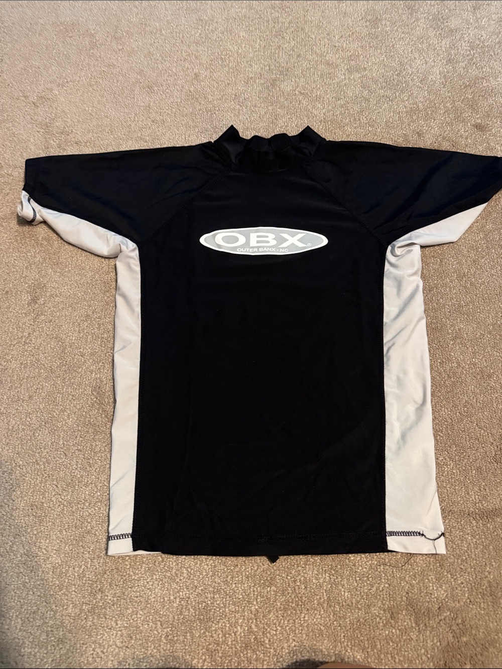 OBX Black and White Short Sleeve Rash Guard